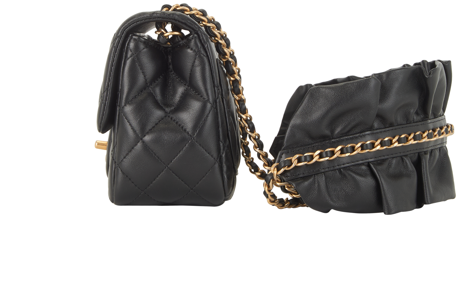 Mini square Classic Flap, &pound;3,700, Handbags, Black, Leather, Bottom view